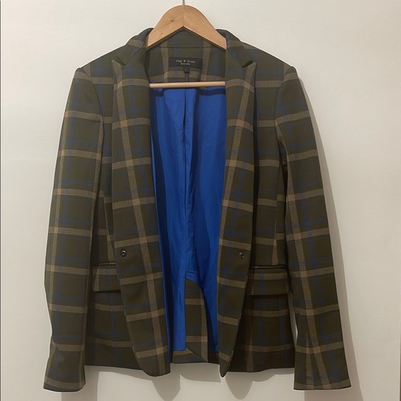 Rag & Bone Naomi Green Plaid Blazer Size 6 - Picture 7 of 11